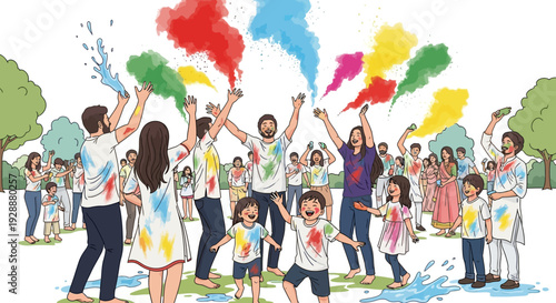 Joyful Crowd Powder Water Park Fun