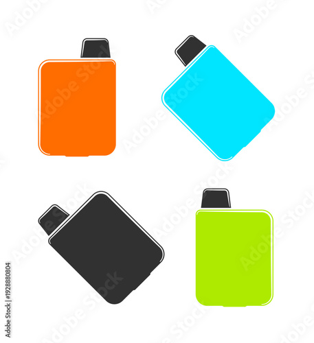 Colorful vape pod icons set, without background