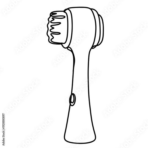 Electric facial cleansing brush line art illustration
