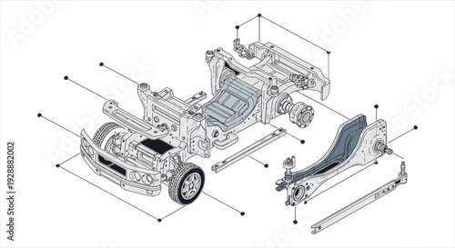 Vehicle Mechanical Blueprint – Automotive System CAD Technical Drawing