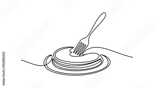 One continuous line illustration of an dessert , isolated on white background.