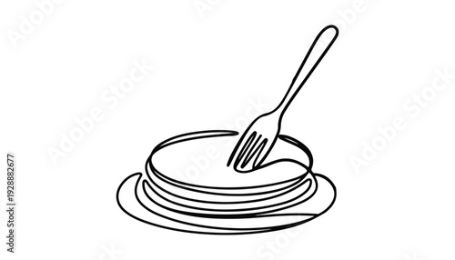 One continuous line illustration of an dessert , isolated on white background.