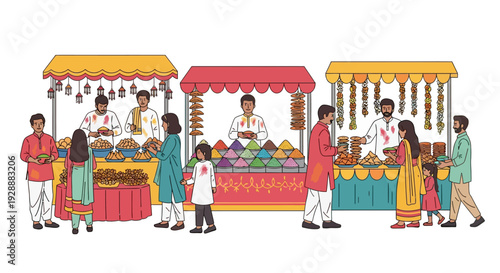Vibrant Holi Street Market Celebration