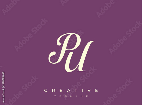 Elegant PU Monogram Logo for Creative Branding, Feminine Calligraphy, Luxury Script and Wedding Stationery Design