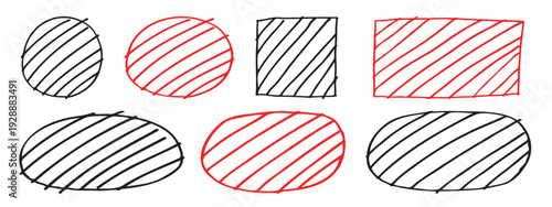 フリーハンド囲み枠 斜線入り手描き素材