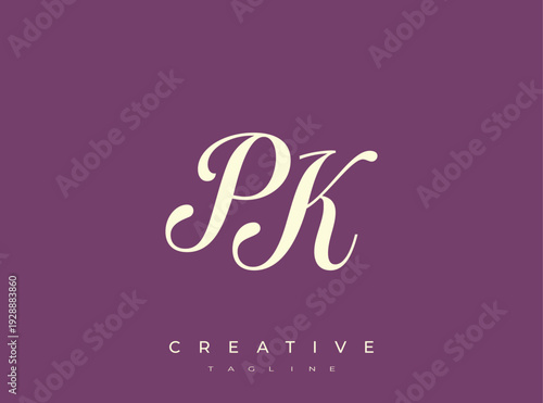 Elegant PK Monogram Logo for Creative Branding, Feminine Calligraphy, Luxury Script and Wedding Stationery Design