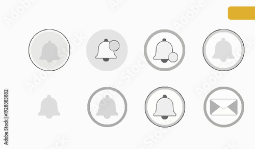 Notification Bell Outline Icon Set with Editable Stroke Message and Alert Symbols Vector EPS10