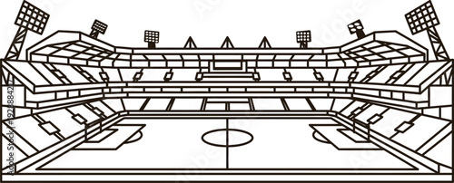 Soccer Stadium Outline Perspective View Vector illustration