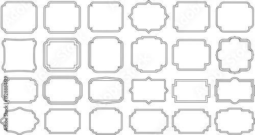 Set of 20 decorative frame outlines with various border styles in and black and white frame outline template