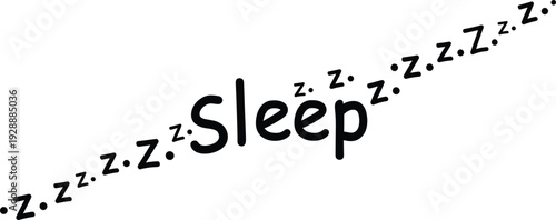 Sleepy zzz text with z's in a diagonal line on background