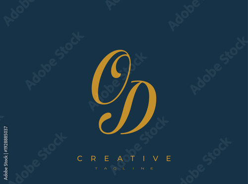 Elegant OD Monogram Logo for Creative Branding, Feminine Calligraphy, Luxury Script and Wedding Stationery Design
