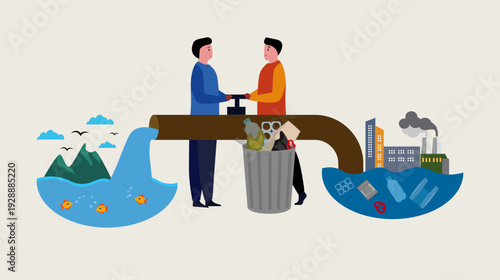 water pollution filtration illustration concept industrial natural