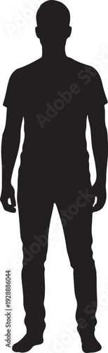 Standing Man Silhouette Vector Illustration Isolated on White Background