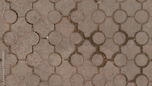 Wallpaper Mural Patterned floor tiles with water stains in indoor setting Torontodigital.ca