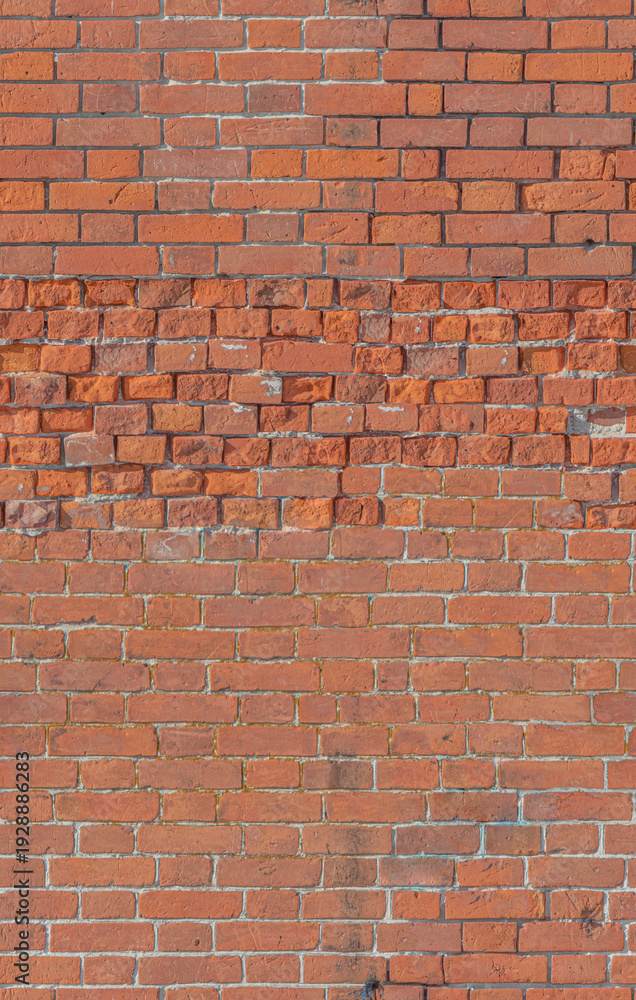 Fototapeta premium Brick wall with varied textures and patterns in outdoor daylight
