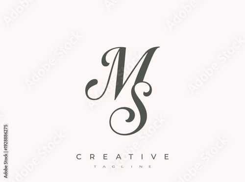 Elegant MS Monogram Logo for Creative Branding, Feminine Calligraphy, Luxury Script and Wedding Stationery Design