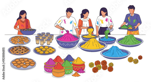 Holi Festival Gulal and Thandai Preparation