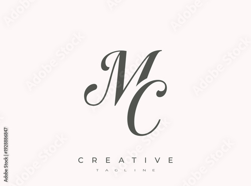 Elegant MC Monogram Logo for Creative Branding, Feminine Calligraphy, Luxury Script and Wedding Stationery Design