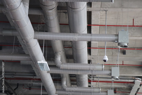 Wallpaper Mural Industrial air ducts installed on concrete ceiling in large facility Torontodigital.ca