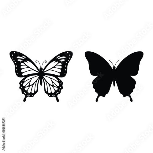Butterfly Icon Silhouette vector black design on a white background