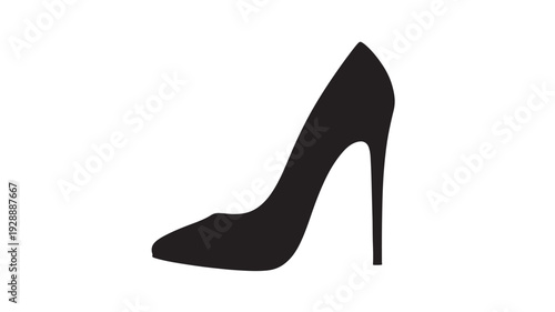 High Heel Shoe Silhouette Elegant Black Stiletto on White Background for Fashion Advertising