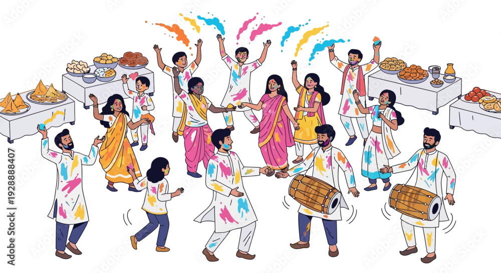 Fototapeta premium Joyful People Celebrating Holi Together