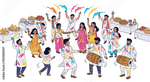 Joyful People Celebrating Holi Together