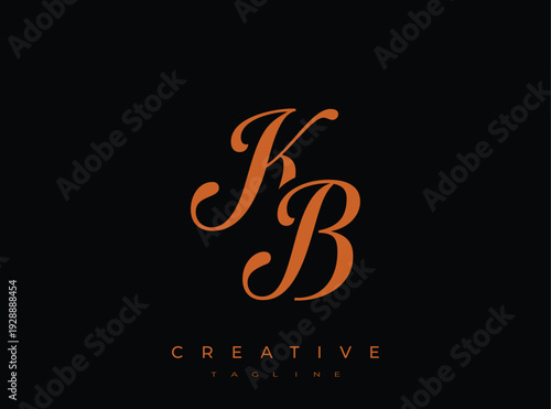 Elegant KB Monogram Logo for Creative Branding, Feminine Calligraphy, Luxury Script and Wedding Stationery Design