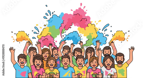 Joyous Crowd Throws Colorful Gulaal Powder