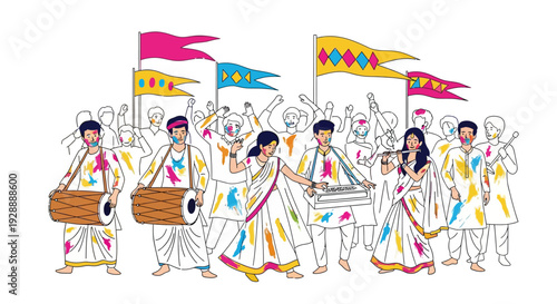 Lively Holi Street Festival Dance