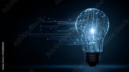 Innovative technology concept with glowing circuit board light bulb