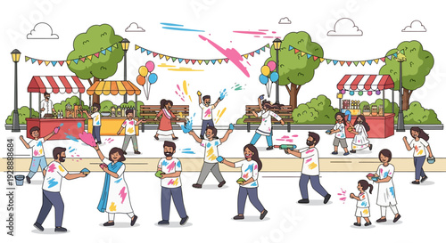 Playful Holi Celebration in Community Park