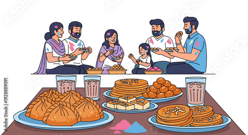 Vibrant Holi Gathering Sweet Delicacies