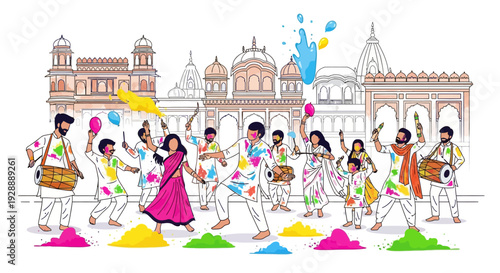 Vibrant Holi Street Festival Dance