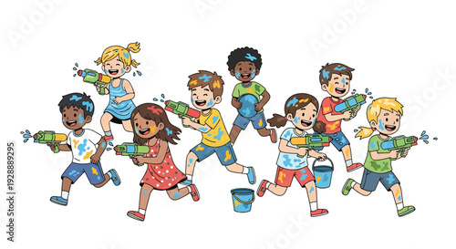 Vibrant Kids Water Fight With Pichkaris