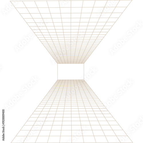 Abstract 3D rendered architectural hall interior with light, corridor perspective and modern building design