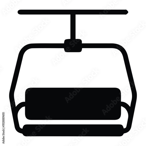 Ski lift chair icon Silhouette vector black design on a white background