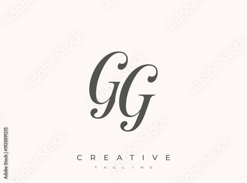 Elegant GG Monogram Logo for Creative Branding, Feminine Calligraphy, Luxury Script and Wedding Stationery Design