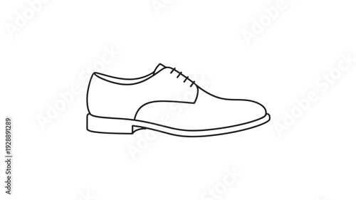 Mens dress shoe in minimalist line art with black outline on white background for fashion illustration