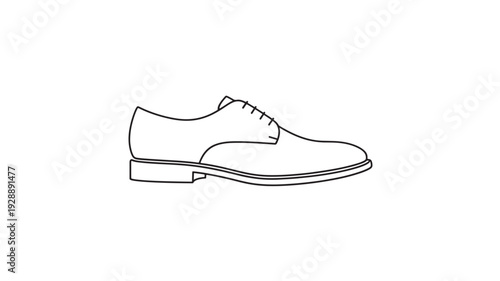 Mens dress shoe in minimalist line art style with black outline on white background for fashion illustration