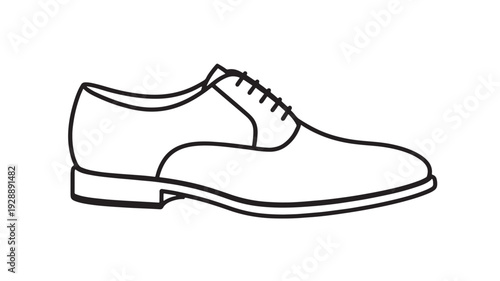 Mens dress shoe in minimalist line art with black outline on white background for fashion illustration