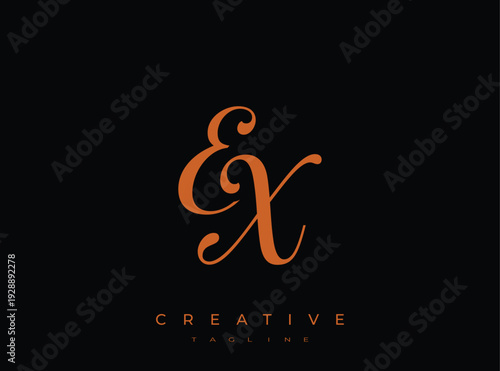 Elegant EX Monogram Logo for Creative Branding, Feminine Calligraphy, Luxury Script and Wedding Stationery Design