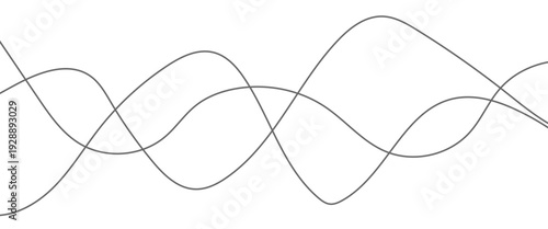 Technology abstract lines on white background. Undulate Grey Wave Swirl, frequency sound wave, twisted curve lines with blend effect