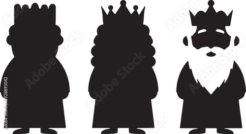 Set of 3 royal king silhouettes vector