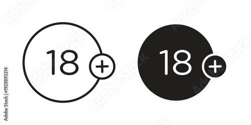 18 Plus icon. set of web icons on white background