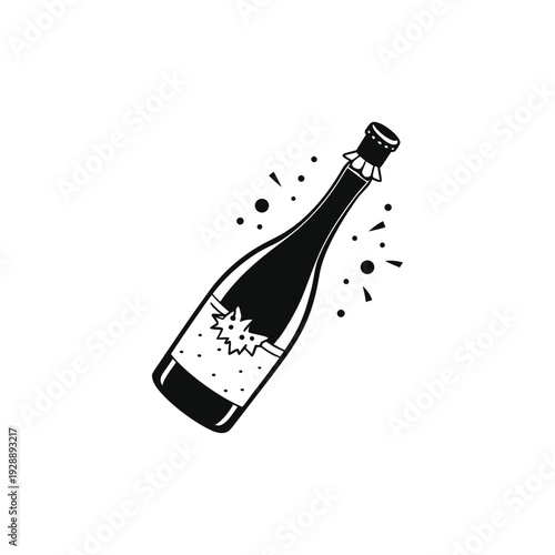 Festive Celebration Champagne Bottle Vector Illustration with Confetti and Sparkling Bubbles Art.