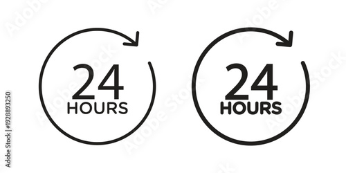 24 hours icon. set of web icons on white background