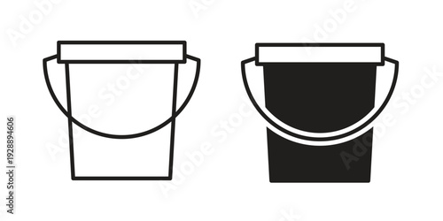 Bucket icon. set of web icons on white background