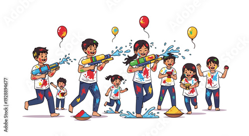 Happy Kids Drenching Holi Celebration