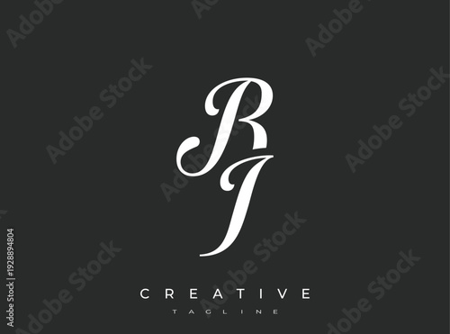 Elegant BI Monogram Logo for Creative Branding, Feminine Calligraphy, Luxury Script and Wedding Stationery Design